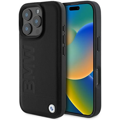 BMW Leather Hot Stamp iPhone 16 Pro Max Case - Black