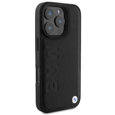 BMW Leather Hot Stamp iPhone 16 Pro Max Case - Black