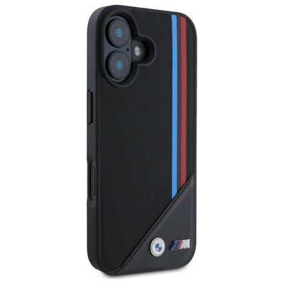 BMW M Meshed Tricolor Stripes MagSafe case for iPhone 16 - black