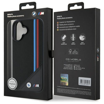 BMW M Meshed Tricolor Stripes MagSafe case for iPhone 16 - black