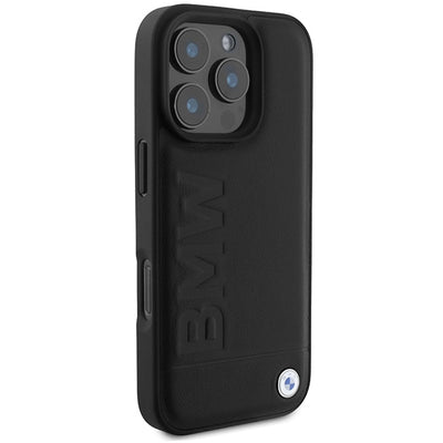 BMW Leather Hot Stamp MagSafe iPhone 16 Pro Max Case - Black