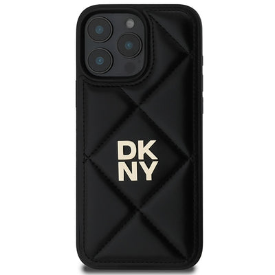 DKNY Quilted Stack Logo iPhone 16 Pro Case - Black