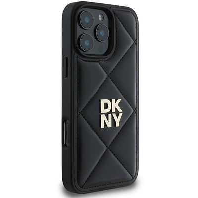 DKNY Quilted Stack Logo iPhone 16 Pro Case - Black