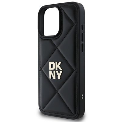DKNY Quilted Stack Logo iPhone 16 Pro Case - Black