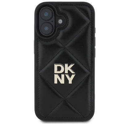 DKNY Quilted Stack Logo iPhone 16 Case - Black