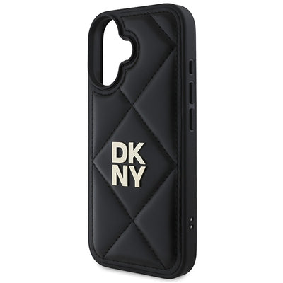 DKNY Quilted Stack Logo iPhone 16 Case - Black