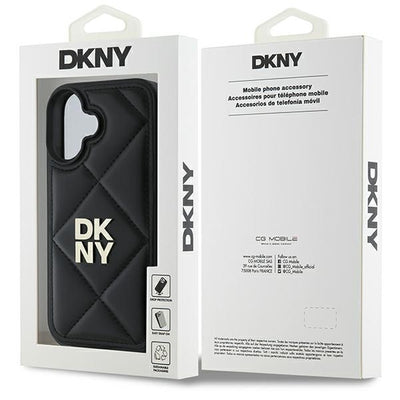 DKNY Quilted Stack Logo iPhone 16 Case - Black