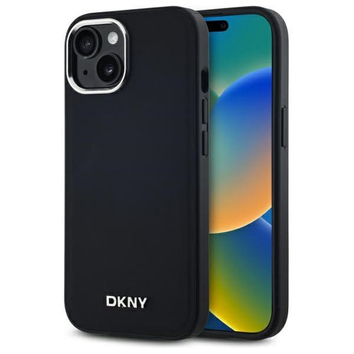 DKNY Plain Logo MagSafe iPhone 15 Plus Case - Black