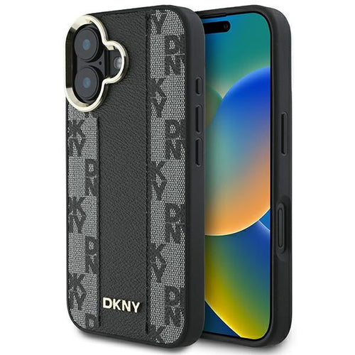 DKNY Checkered Pattern Magsafe iPhone 16 Plus Case - Black
