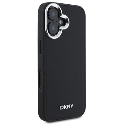 DKNY Plain Silver Logo MagSafe iPhone 16 Case - Black
