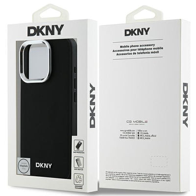 DKNY Plain Silver Logo MagSafe iPhone 16 Pro Max Case - Black