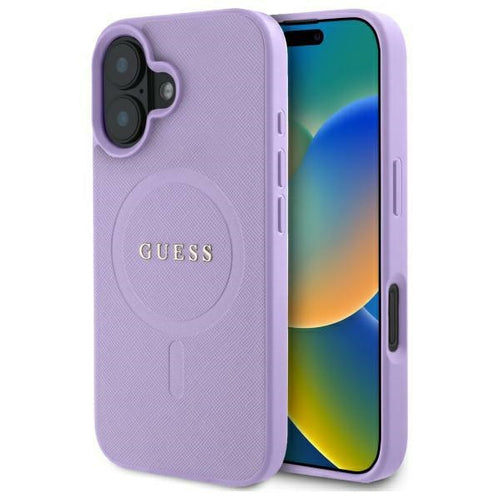 Guess Saffiano MagSafe iPhone 16 Case - Purple