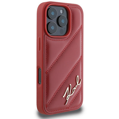Karl Lagerfeld Quilted Signature iPhone 16 Pro Case - Red