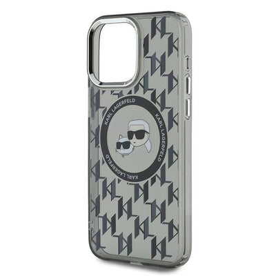 Karl Lagerfeld IML Monogram Karl &amp; Choupette Head MagSafe Case for iPhone 15 Pro Max - Black