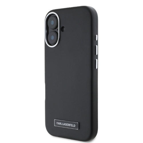 Karl Lagerfeld FW Metal Plate MagSafe iPhone 16 Case - Black