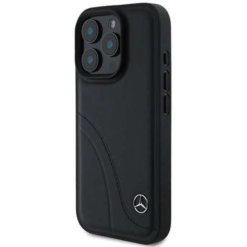 Mercedes MB Curved Stitches Leather iPhone 16 Pro Case - Black