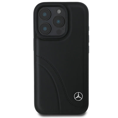 Mercedes MB Curved Stitches Leather iPhone 16 Pro Case - Black