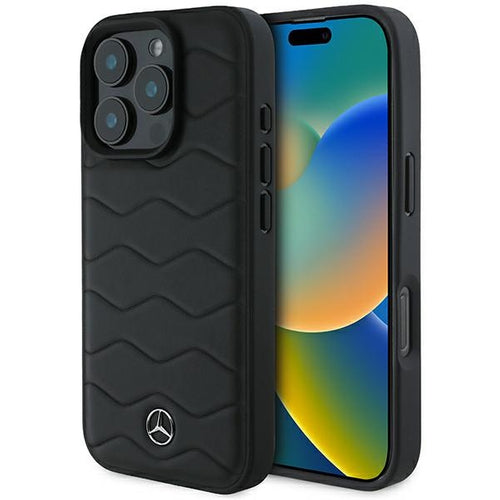 Mercedes MB Waves Leather iPhone 16 Pro Case - Black