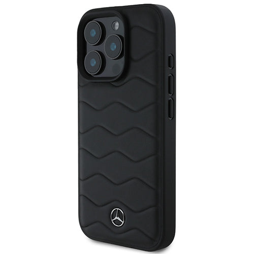 Mercedes MB Waves Leather iPhone 16 Pro Case - Black