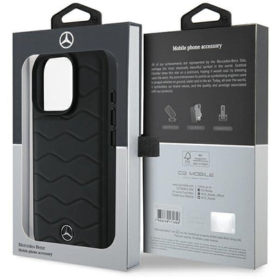 Mercedes MB Waves Leather iPhone 16 Pro Case - Black