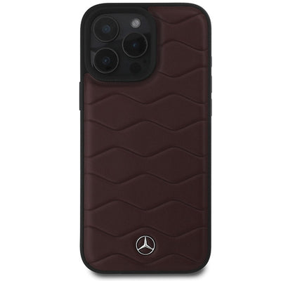 Mercedes MB Waves Leather Case for iPhone 16 Pro Max - Red