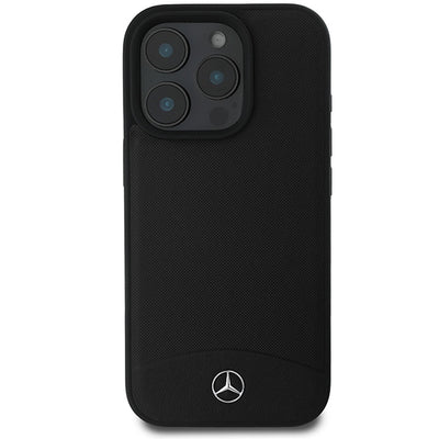 Mercedes Textured And Plain Leather MagSafe case for iPhone 16 Pro - black
