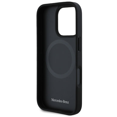 Mercedes Textured And Plain Leather MagSafe case for iPhone 16 Pro - black