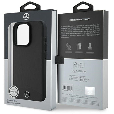 Mercedes Textured And Plain Leather MagSafe case for iPhone 16 Pro - black