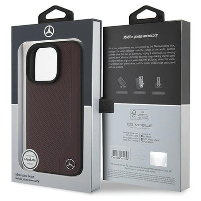 Mercedes MB Wood Imitation Leather MagSafe iPhone 16 Pro Case - Red