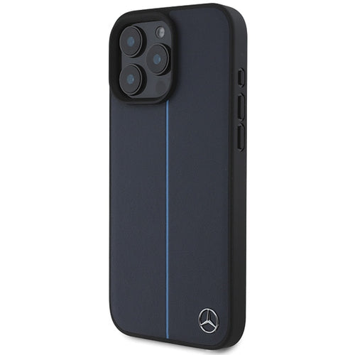 Mercedes MB Blue Line Leather MagSafe Case for iPhone 16 Pro Max - Navy Blue