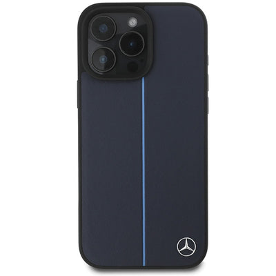 Mercedes MB Blue Line Leather MagSafe Case for iPhone 16 Pro Max - Navy Blue