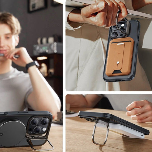 ESR Classic Hybrid Kickstand Halolock MagSafe Case with Stand + Tempered Glass for iPhone 16 Pro Max - Semi-Transparent with 