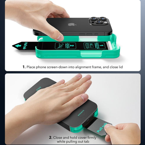 ESR Armorite Tempered Glass for iPhone 16 with Applicator - with Black Frame