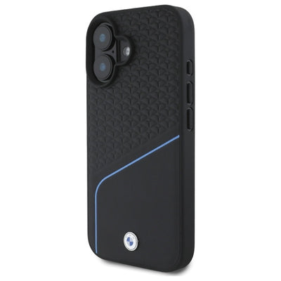 BMW Sign Leather Textured And Line MagSafe iPhone 16 Case - Black