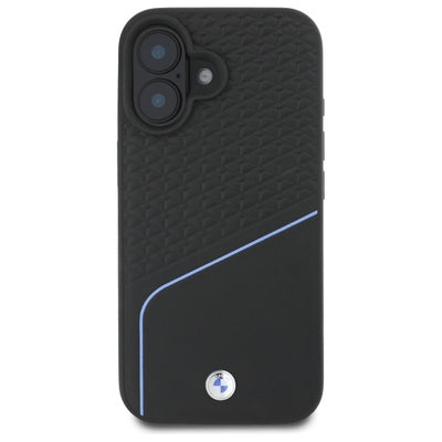 BMW Sign Leather Textured And Line MagSafe iPhone 16 Case - Black