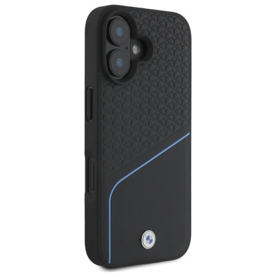 BMW Sign Leather Textured And Line MagSafe iPhone 16 Case - Black
