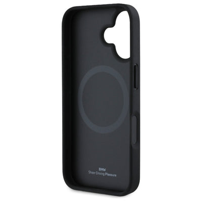 BMW Sign Leather Textured And Line MagSafe iPhone 16 Case - Black