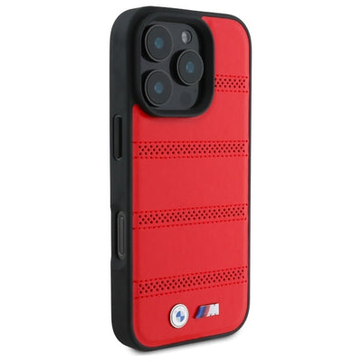 BMW M Perforated And Stitched Line MagSafe case for iPhone 16 Pro Max - red