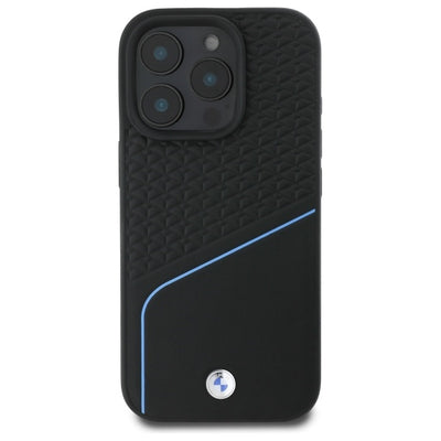 BMW Sign Leather Textured And Line MagSafe Case for iPhone 16 Pro Max - Black