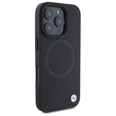 BMW Sign Leather Half Textured And Circle MagSafe case for iPhone 16 Pro Max - black