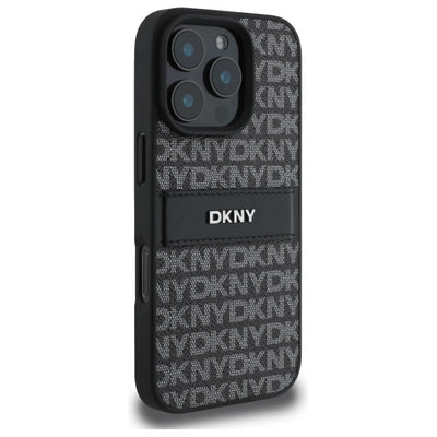 DKNY Texture Pattern Tonal Stripe iPhone 16 Pro Case - Black