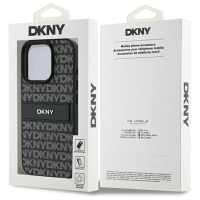 DKNY Texture Pattern Tonal Stripe iPhone 16 Pro Case - Black