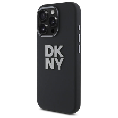 DKNY Liquid Silicone Metal Logo iPhone 16 Pro Case - Black