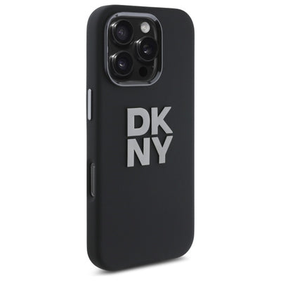 DKNY Liquid Silicone Metal Logo iPhone 16 Pro Case - Black