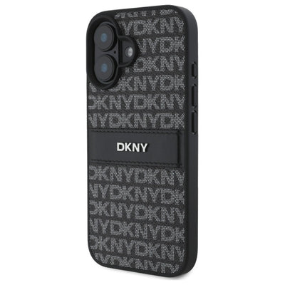 DKNY Texture Pattern Tonal Stripe iPhone 16 Case - Black