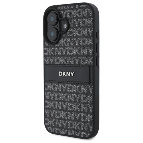 DKNY Texture Pattern Tonal Stripe iPhone 16 Case - Black