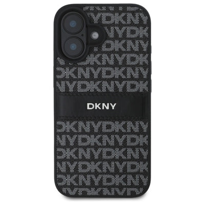 DKNY Texture Pattern Tonal Stripe iPhone 16 Case - Black