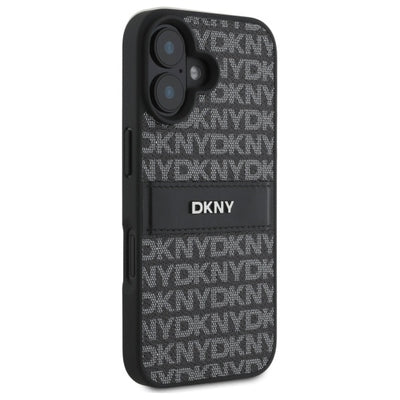 DKNY Texture Pattern Tonal Stripe iPhone 16 Case - Black