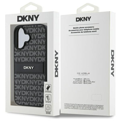 DKNY Texture Pattern Tonal Stripe iPhone 16 Case - Black