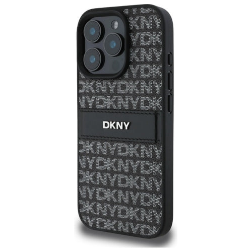DKNY Texture Pattern Tonal Stripe iPhone 16 Pro Max Case - Black